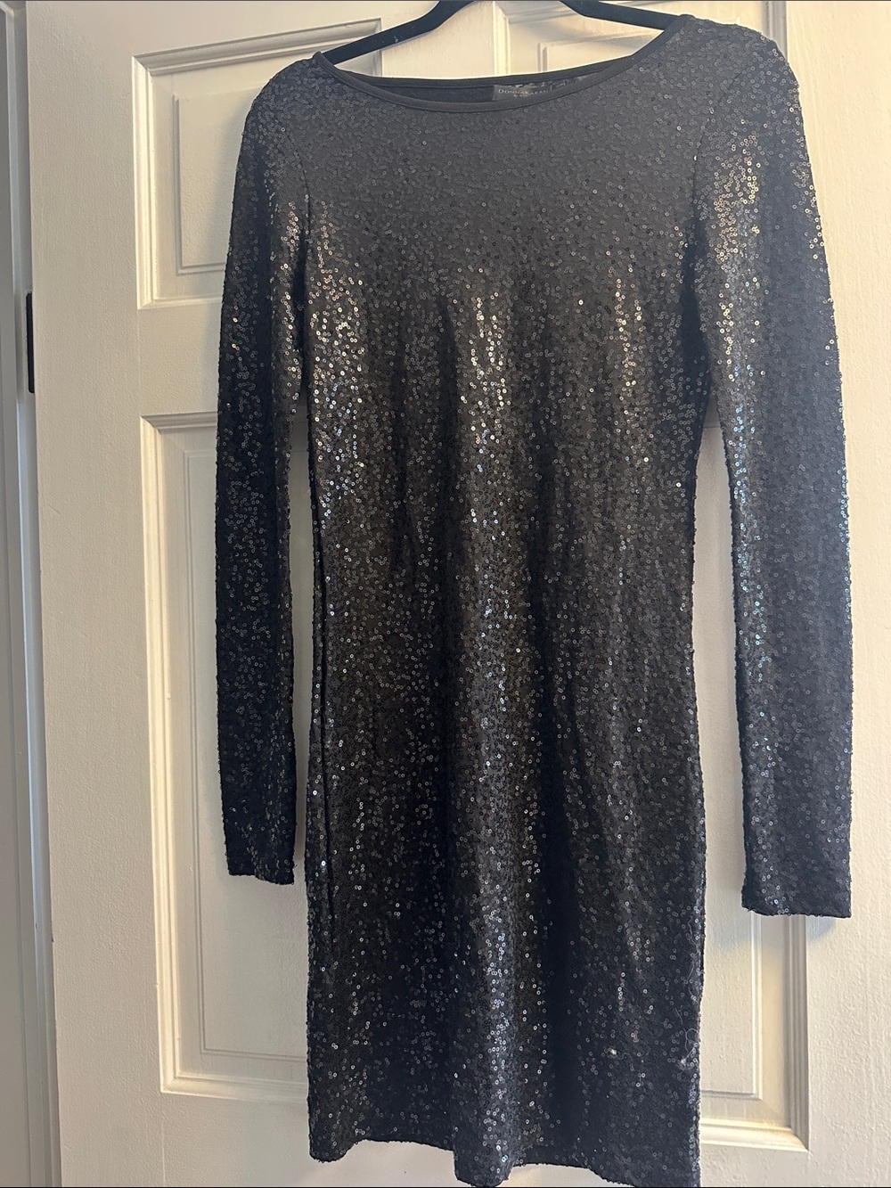 Donna Karen Black Sequin Long Sleeve Cocktail Dress size small